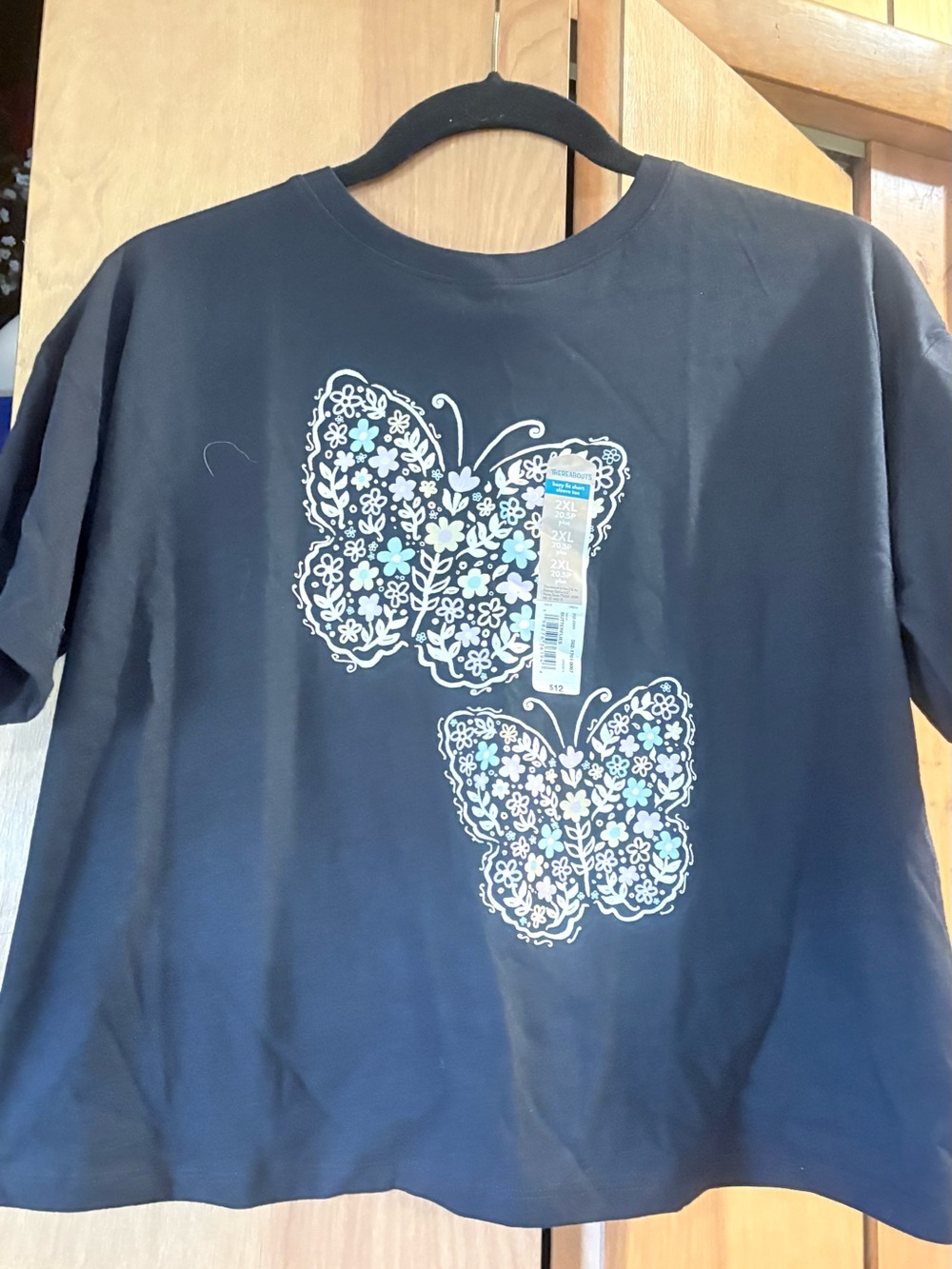 Girls Navy Butterfly Floral Graphic Tee